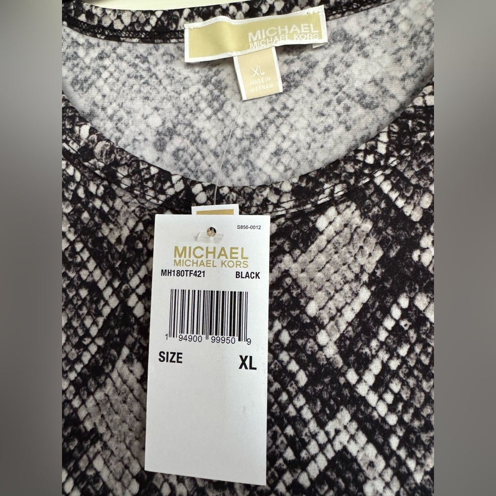 MICHAEL Michael Kors Black and Gray snakeskin print Midi Dress size XL NEW - Picture 3 of 3
